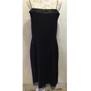 Caslon Black Beaded  Mesh Spaghetti Strap Dress 12